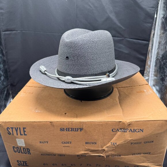Vintage Stratton "The Law" Police Trooper Campaign Hat Self Forming Size 6 3/4 - Picture 1 of 9